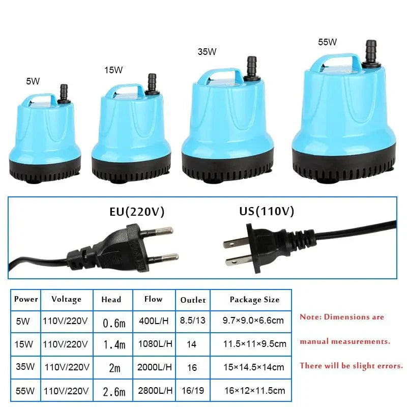 110v 220v Fisketank Undervanns Pumpe Bunn Suge Pumpe Bunn Filter Gjødsel For Fisketank, Dam, Akvarium, Fontene | Skanto