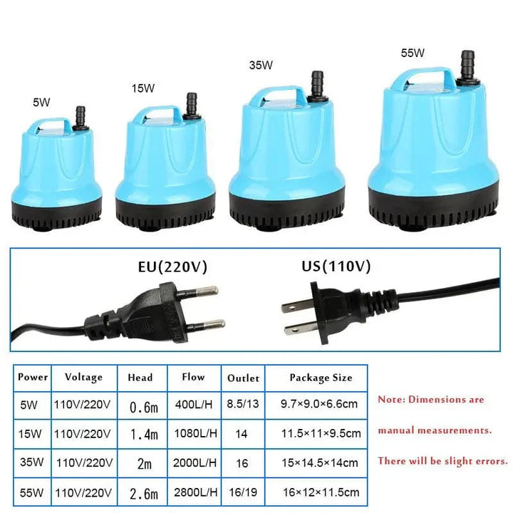 110v 220v Fisketank Undervanns Pumpe Bunn Suge Pumpe Bunn Filter Gjødsel For Fisketank, Dam, Akvarium, Fontene | Skanto