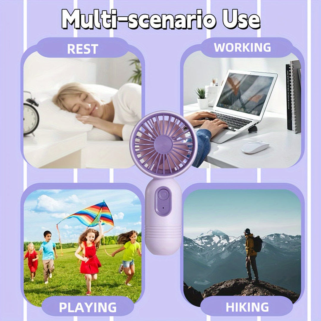 1PC Mini Bærbar Vifte, USB Oppladbar, Med 3 Hastigheter - Håndholdt Vifte For Menn Og Kvinner - Perfekt For Kontor, Utendørs, Reisemål, Og Camping | Skanto