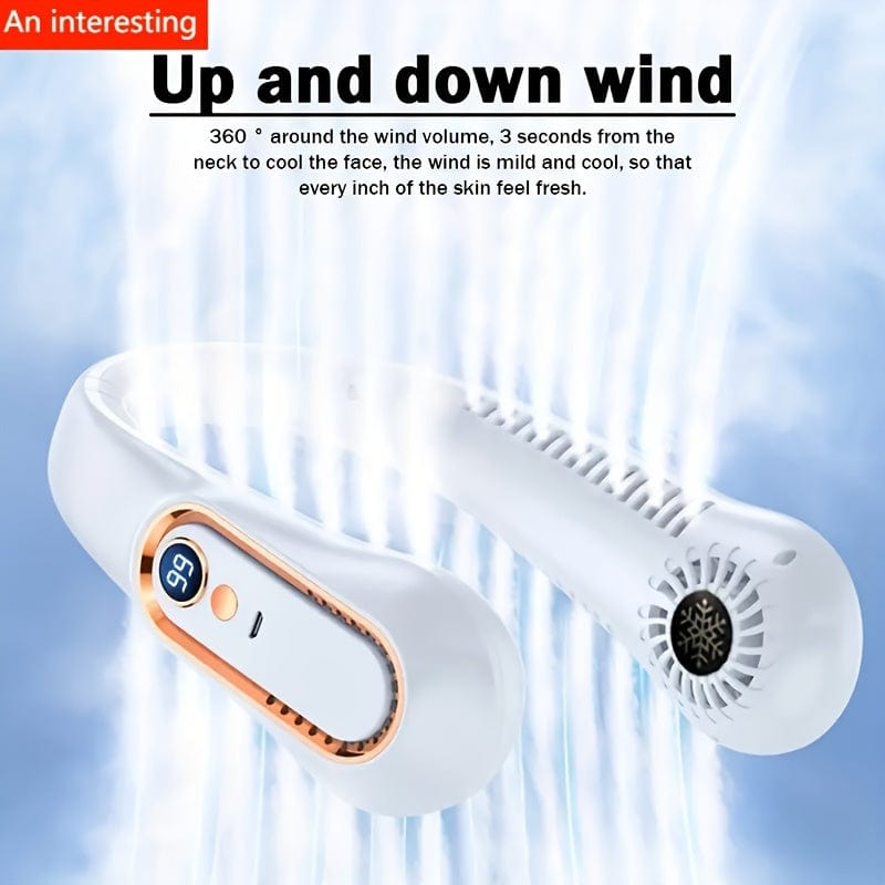 1pc Vaneless Hanging Neck Fan, Portable USB Cooler Fan Med 5 Hastigheter Og Digitale Skjerm - Super Sterk Teknologi Og Bladeless Design For Utendørsbruk | Skanto