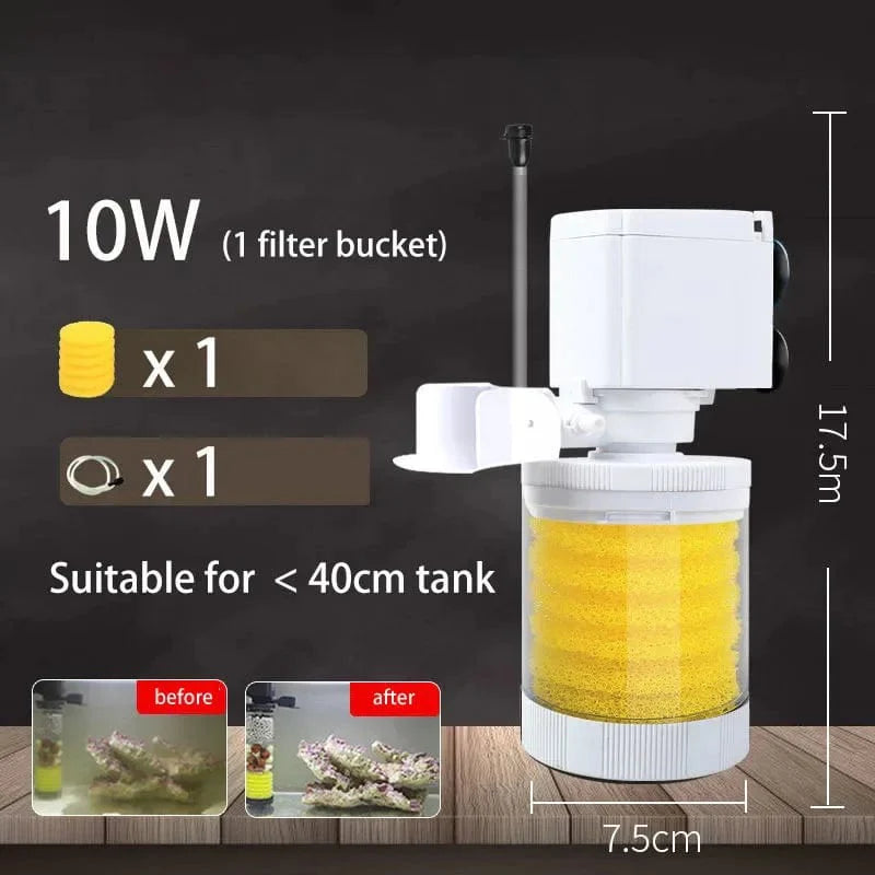 220V 5-I-1 Stille Filter for Akvarium Skilpadde Fisk Tank Nedsenkbar Vannpumpe Svampfilter Skimmer Lage Bølger Tilbehør | Skanto