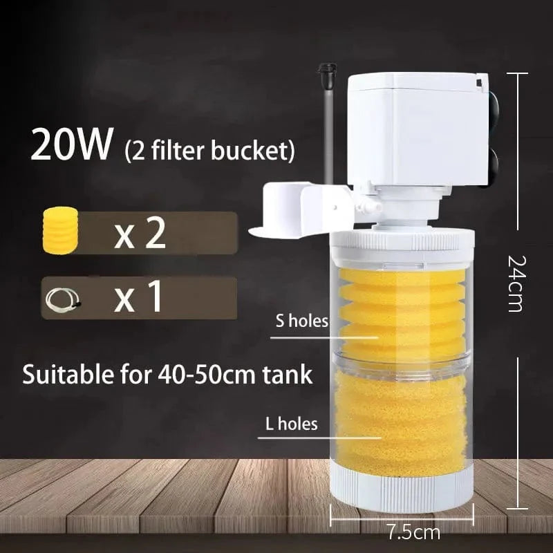 220V 5-I-1 Stille Filter for Akvarium Skilpadde Fisk Tank Nedsenkbar Vannpumpe Svampfilter Skimmer Lage Bølger Tilbehør | Skanto