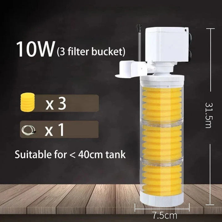 220V 5-I-1 Stille Filter for Akvarium Skilpadde Fisk Tank Nedsenkbar Vannpumpe Svampfilter Skimmer Lage Bølger Tilbehør | Skanto