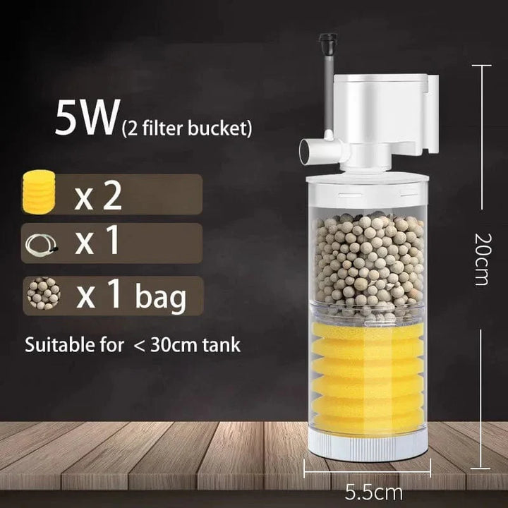 220V 5-I-1 Stille Filter for Akvarium Skilpadde Fisk Tank Nedsenkbar Vannpumpe Svampfilter Skimmer Lage Bølger Tilbehør | Skanto