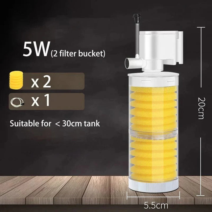 220V 5-I-1 Stille Filter for Akvarium Skilpadde Fisk Tank Nedsenkbar Vannpumpe Svampfilter Skimmer Lage Bølger Tilbehør | Skanto