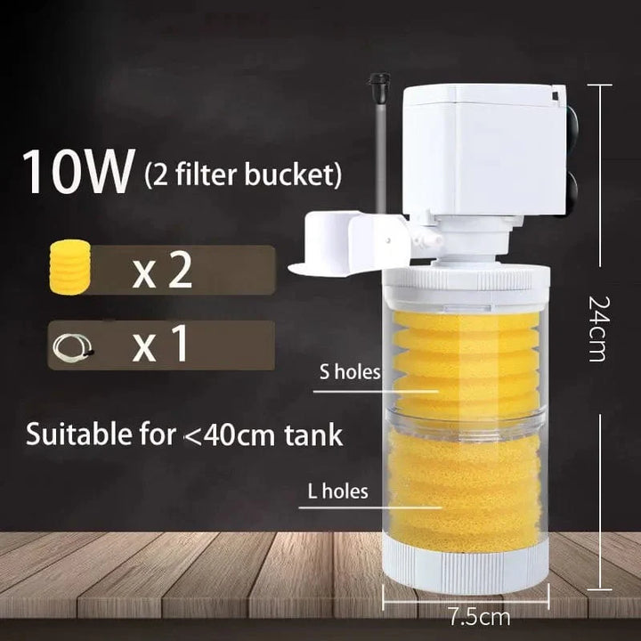 220V 5-I-1 Stille Filter for Akvarium Skilpadde Fisk Tank Nedsenkbar Vannpumpe Svampfilter Skimmer Lage Bølger Tilbehør | Skanto