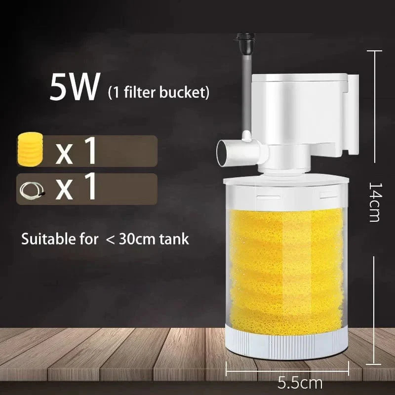 220V 5-I-1 Stille Filter for Akvarium Skilpadde Fisk Tank Nedsenkbar Vannpumpe Svampfilter Skimmer Lage Bølger Tilbehør | Skanto