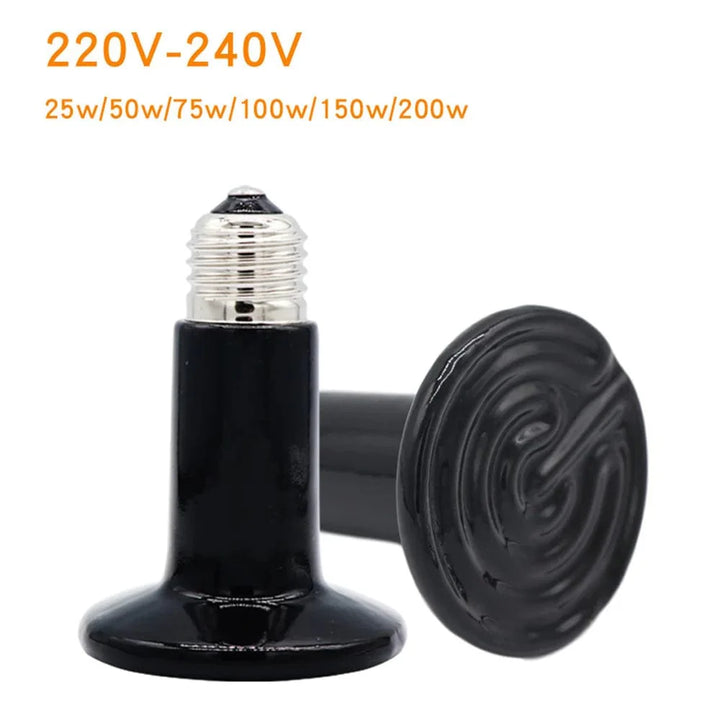 25W 50W 75W 100W 150W 200W Fjernt infrarød kjæledyrvarmelampe keramisk 110V 220V reptil skilpadde varmer lampe varmeutløser lyspære | Skanto