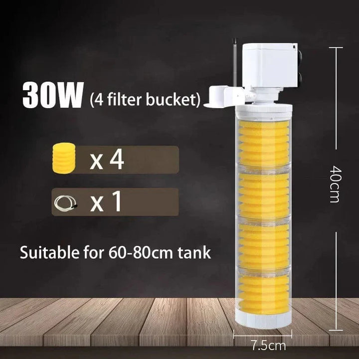 220V 5-I-1 Stille Filter for Akvarium Skilpadde Fisk Tank Nedsenkbar Vannpumpe Svampfilter Skimmer Lage Bølger Tilbehør | Skanto