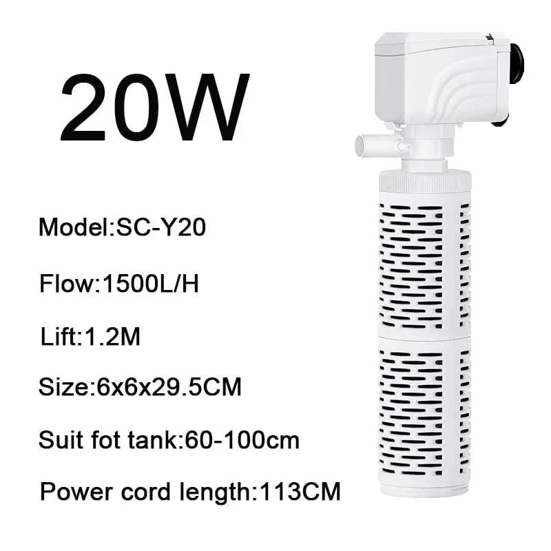 4 i 1 Akvarium Filterpumpe Stille Fiskekar Nedsenkbar Luftoksygen Aerator Akvarium Luftpumpe Vannbyttepumpe Bølgeprodusent 220v | Skanto