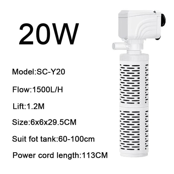 4 i 1 Akvarium Filterpumpe Stille Fiskekar Nedsenkbar Luftoksygen Aerator Akvarium Luftpumpe Vannbyttepumpe Bølgeprodusent 220v | Skanto