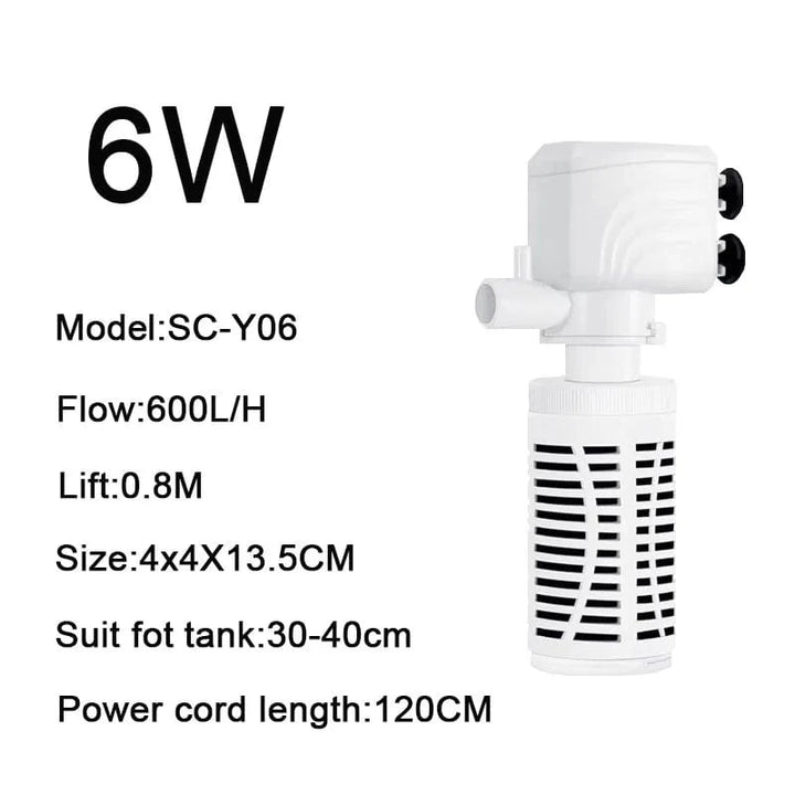 4 i 1 Akvarium Filterpumpe Stille Fiskekar Nedsenkbar Luftoksygen Aerator Akvarium Luftpumpe Vannbyttepumpe Bølgeprodusent 220v | Skanto