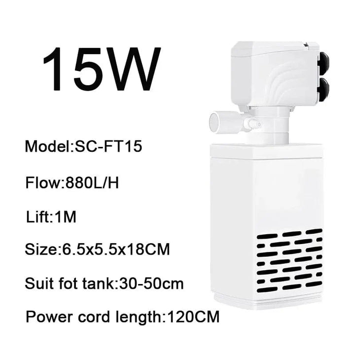 4 i 1 Akvarium Filterpumpe Stille Fiskekar Nedsenkbar Luftoksygen Aerator Akvarium Luftpumpe Vannbyttepumpe Bølgeprodusent 220v | Skanto