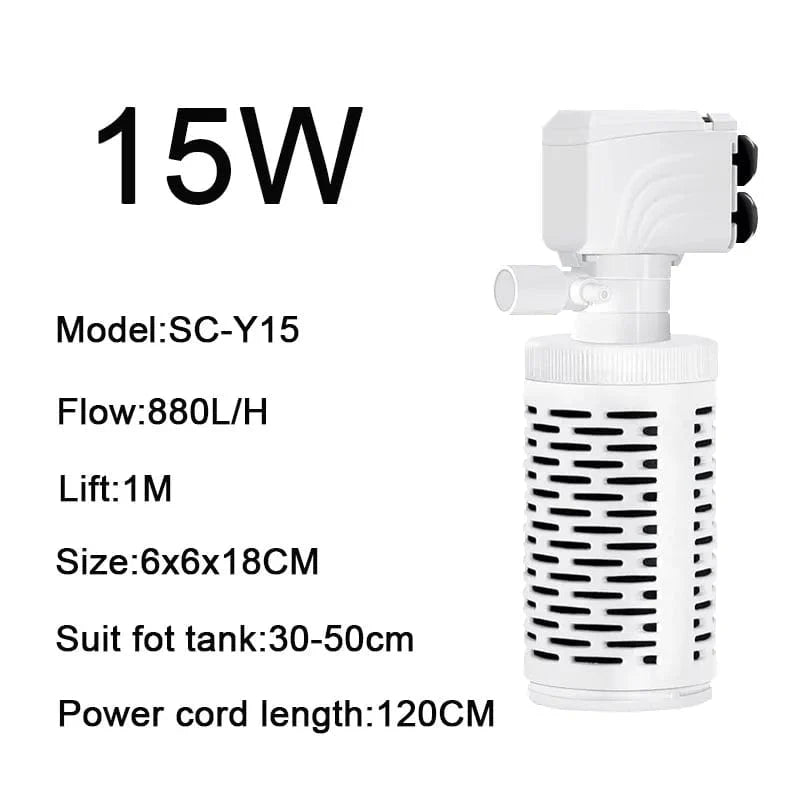 4 i 1 Akvarium Filterpumpe Stille Fiskekar Nedsenkbar Luftoksygen Aerator Akvarium Luftpumpe Vannbyttepumpe Bølgeprodusent 220v | Skanto