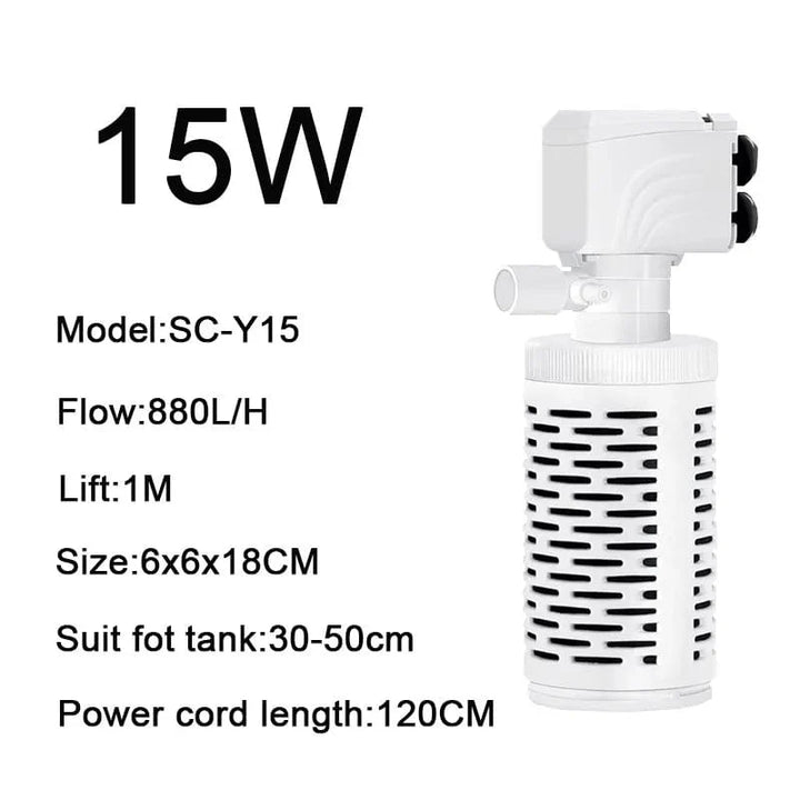 4 i 1 Akvarium Filterpumpe Stille Fiskekar Nedsenkbar Luftoksygen Aerator Akvarium Luftpumpe Vannbyttepumpe Bølgeprodusent 220v | Skanto