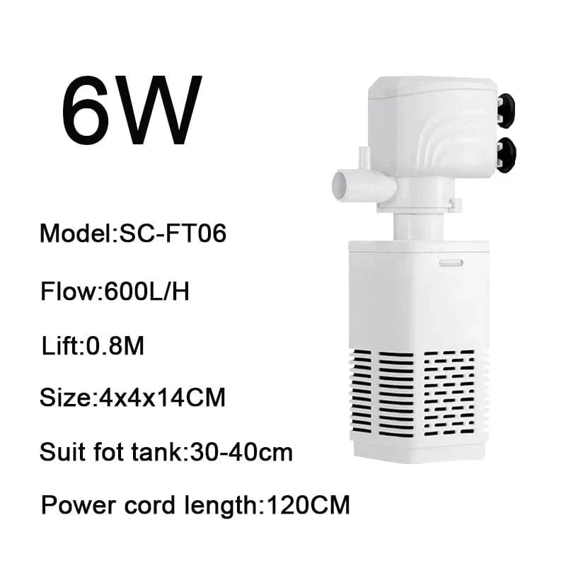 4 i 1 Akvarium Filterpumpe Stille Fiskekar Nedsenkbar Luftoksygen Aerator Akvarium Luftpumpe Vannbyttepumpe Bølgeprodusent 220v | Skanto