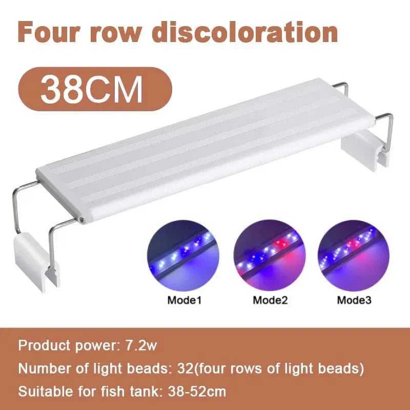 Akvarium LED-lys Super Slim Fisketank Lys Plantevekst Belysning 28-58cm Lysende Uttrekkbar Klemme 220V For Fisketank | Skanto