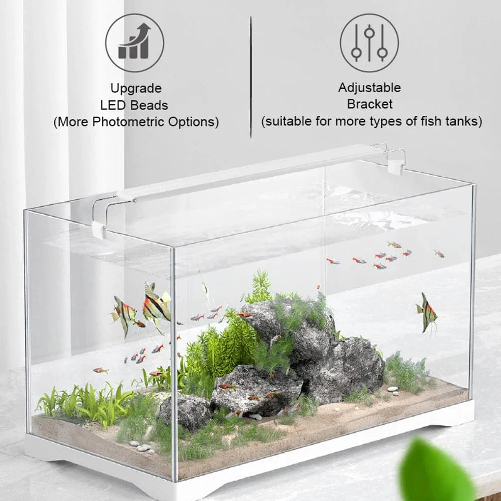 Akvarium LED-lys Super Slim Fisketank Lys Plantevekst Belysning 28-58cm Lysende Uttrekkbar Klemme 220V For Fisketank | Skanto