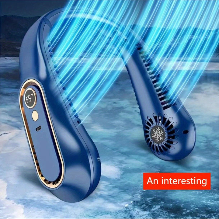 1pc Vaneless Hanging Neck Fan, Portable USB Cooler Fan Med 5 Hastigheter Og Digitale Skjerm - Super Sterk Teknologi Og Bladeless Design For Utendørsbruk | Skanto