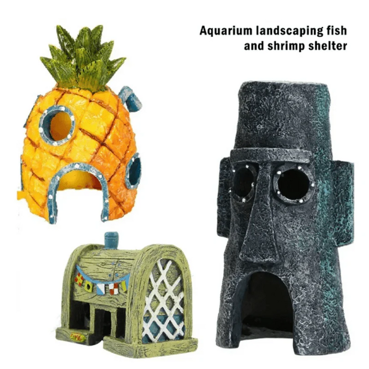 Cartoon Fisketank Dekor Figurer Ornamenter Simulering Harpiks Ananas Hus Fisketank Dekorasjon Landskapspleie Akvarium Tilbehør | Skanto