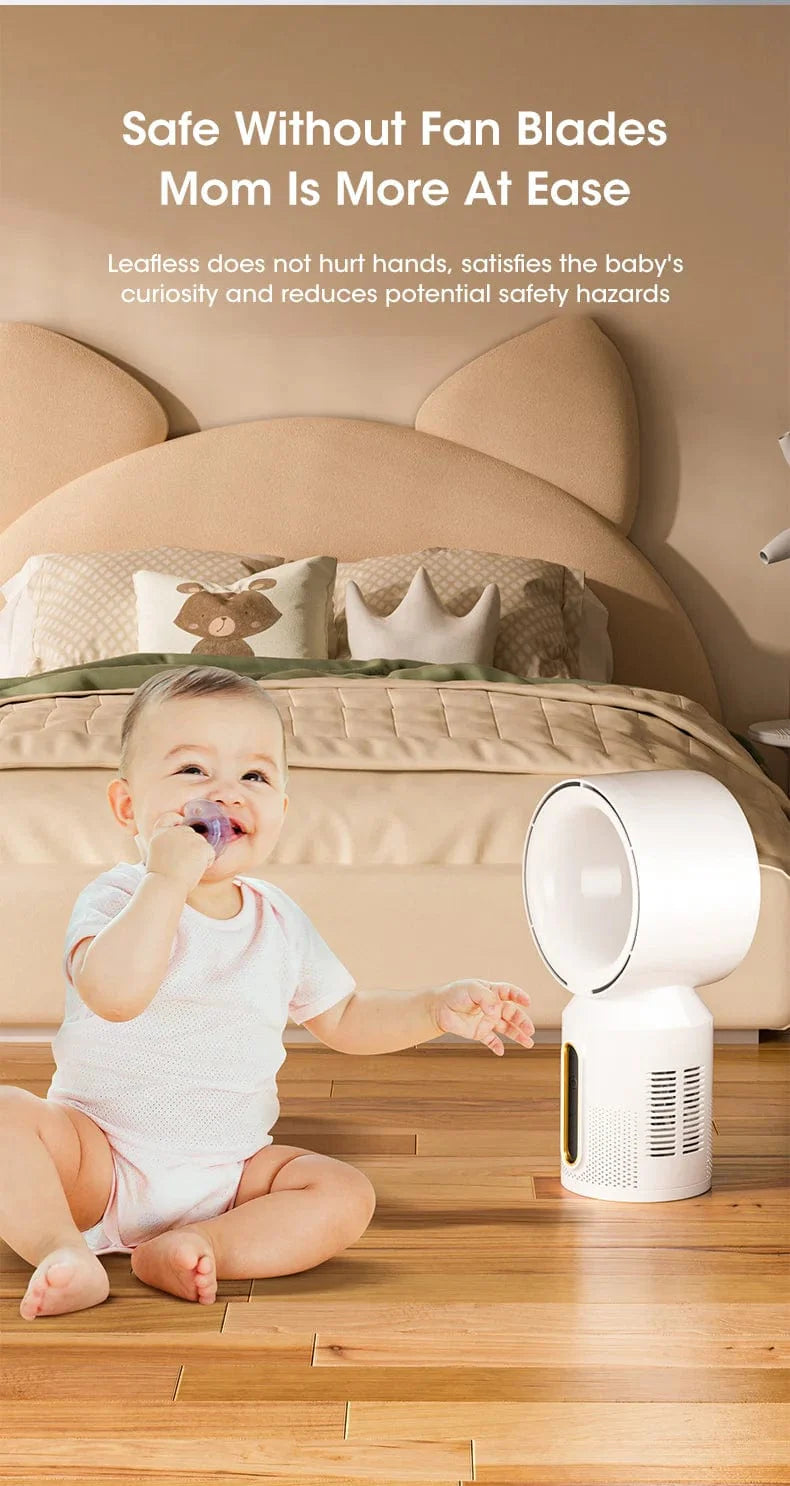 Desktop Bladeless Electric Fan Bordvifte 5-hastighets tårnvifte for baby kjøler luftkondisjonering USB oppladbar kjølevifte | Skanto