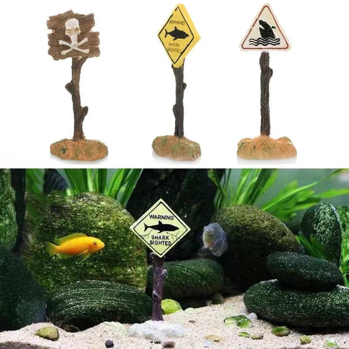 Harz Akvarium Dekorasjon Ornamenter Künstlich Hai Advarsel Skilt Landskaps Tilbehør for Fiskebowl Akvarium Bakgrunn | Skanto