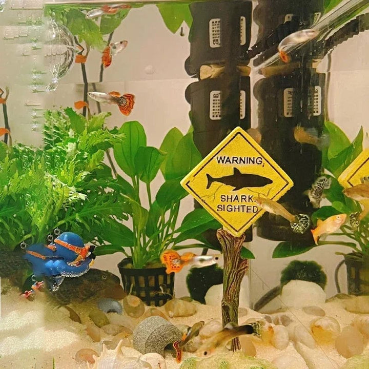 Harz Akvarium Dekorasjon Ornamenter Künstlich Hai Advarsel Skilt Landskaps Tilbehør for Fiskebowl Akvarium Bakgrunn | Skanto