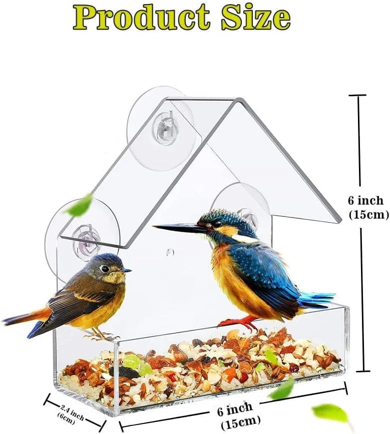 Akryl Klar Glassvindu Fugler Hengende Fôr Fuglehus Mat Fôrhuset Bord Frø Peanøtt Sugekopp | Skanto