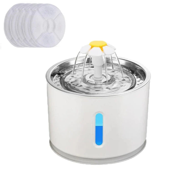 Automatisk Kattvannfontene med LED-belysning 5 Pakke Filter 2.4L USB Hunder Katter Stille Drikker Fôrskål Drikkedispenser | Skanto