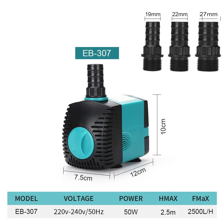Ultra-Stille 3-60W Nedsenkbar Vannfontene Pumpe Filter Fiskedam Akvarium Vannpumpe Tankfontene EU US 220V-240V | Skanto
