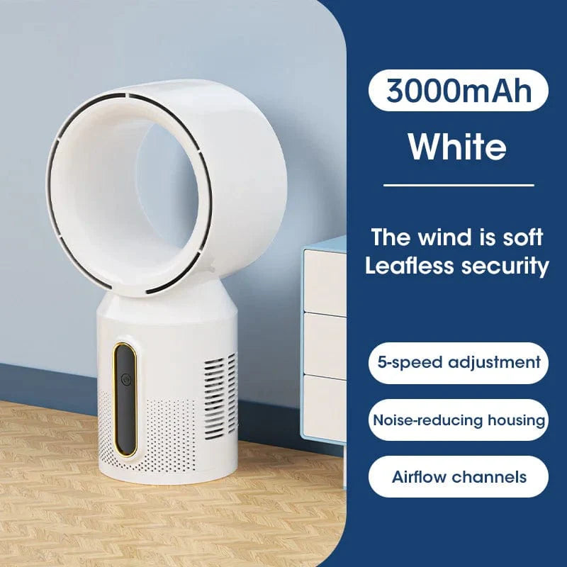 Desktop Bladeless Electric Fan Bordvifte 5-hastighets tårnvifte for baby kjøler luftkondisjonering USB oppladbar kjølevifte | Skanto