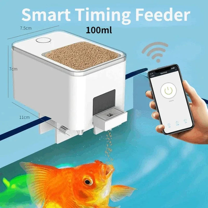 Automatisk akvarium fisketank matere timing/Wifi trådløs smarttelefonapp intelligent høyttaler stemme fjernkontroll fiske mating | Skanto