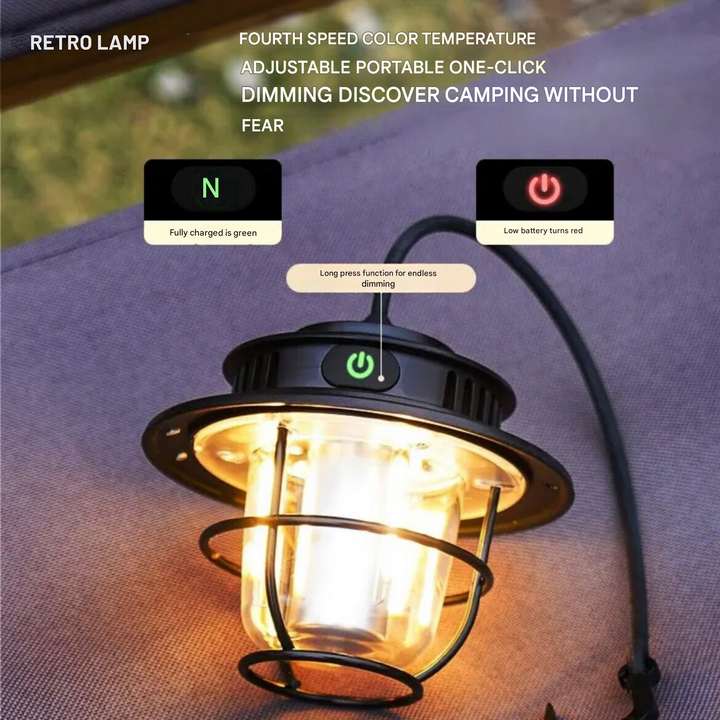 Skanto | Bærbar LED Campinglampe - VintaGlow