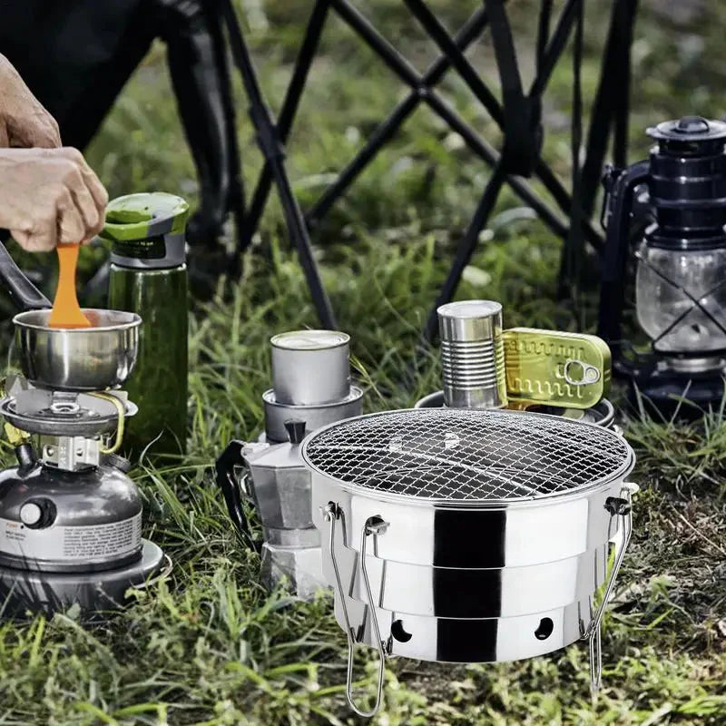 Bærbar utendørs BBQ-grill i rustfritt stål ildsted kullgrillbrenner | Skanto