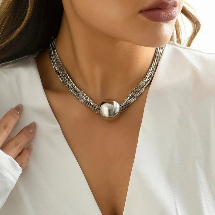 Skanto | Posh Multi Laget Kjede Ball Necklace og Armbånd