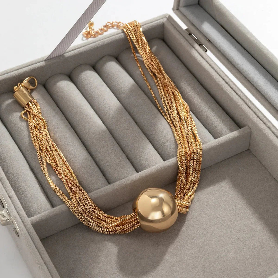 Skanto | Posh Multi Laget Kjede Ball Necklace og Armbånd