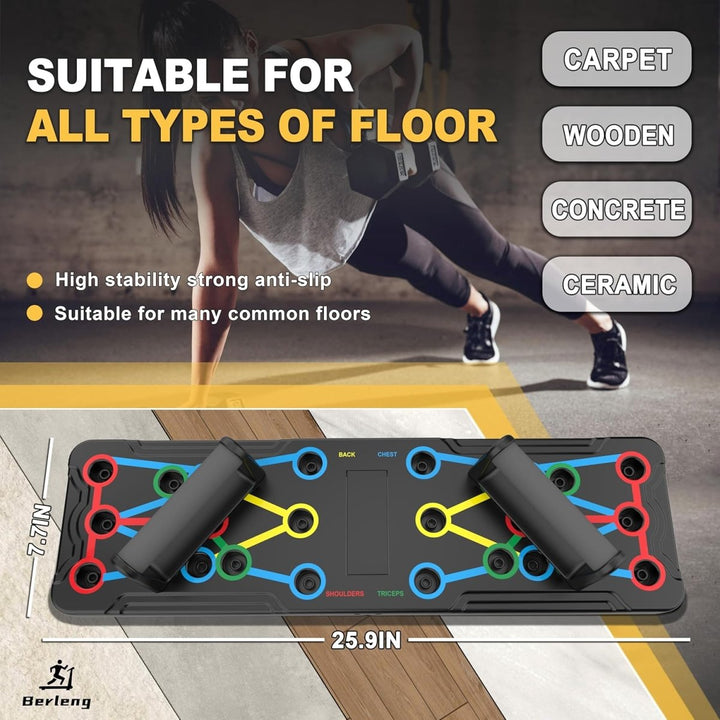 Powerflex Liegestütz-Trainingsbrett – Farbcodiertes Brust-, Schulter- og Trizepstraining – Robustes og tragbares Design – Für alle Fitnesslevel geeignet