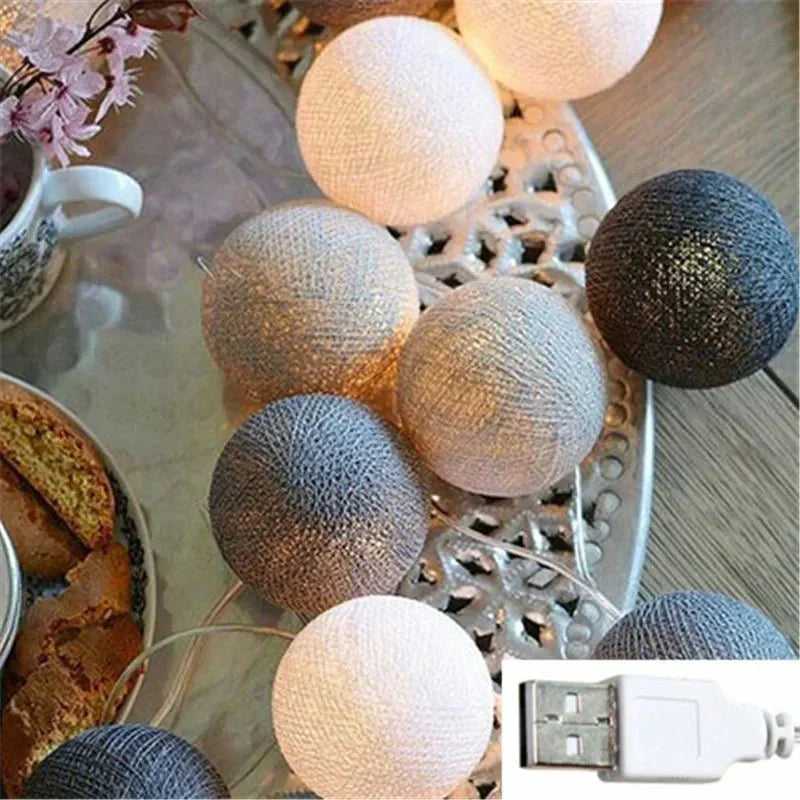 Vakre pastell bomull ball fe-lamper krans