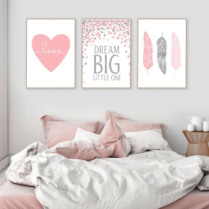 Pink Dream Big Little One - Lærred Veggkunst Maleri