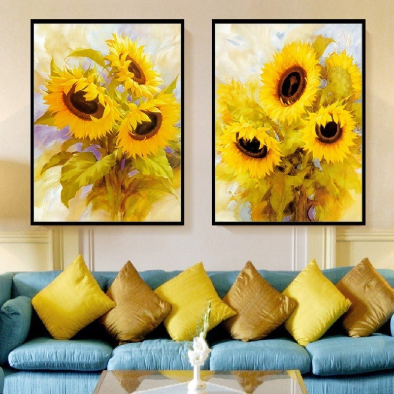 Moderne Solsikke Veggkunst Blomster - Lerret Veggkunst Maleri