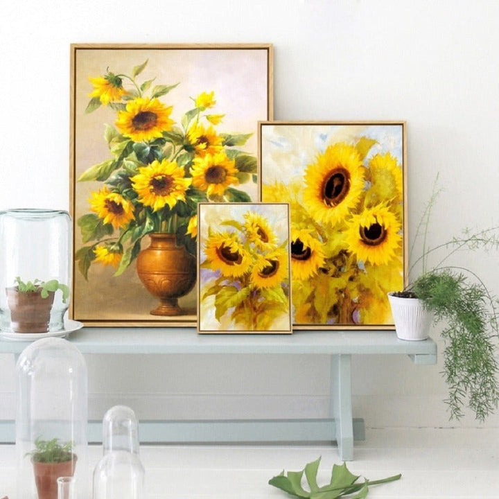 Moderne Solsikke Veggkunst Blomster - Lerret Veggkunst Maleri