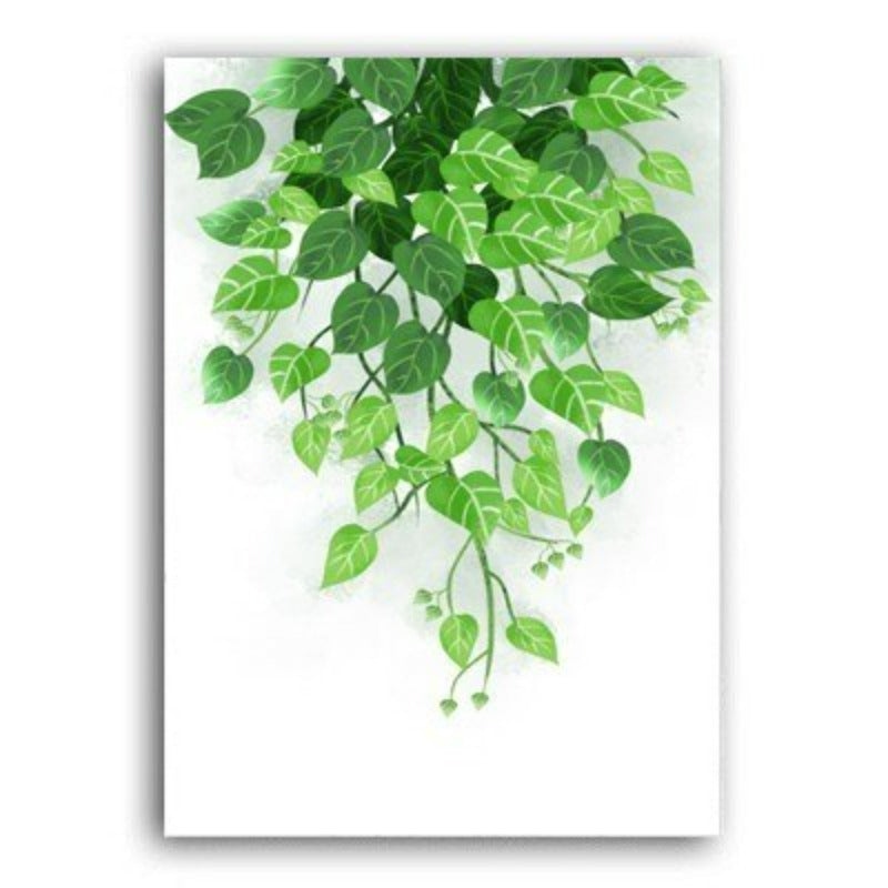 Nordic Green Refresh Minimalistiske Blader - Lerretsbilde