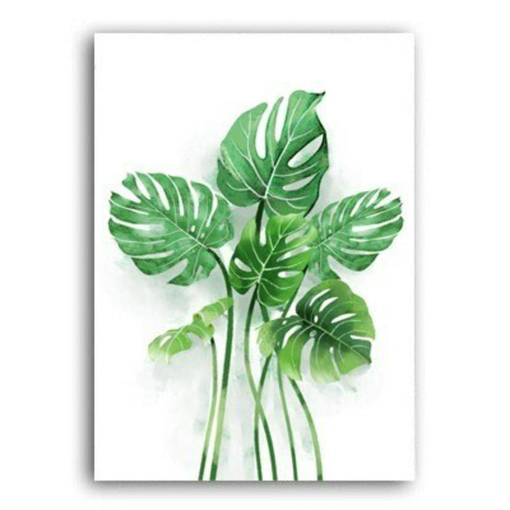Nordic Green Refresh Minimalistiske Blader - Lerretsbilde