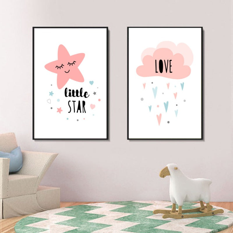 Love Stars - Lerret Veggkunst Maltning