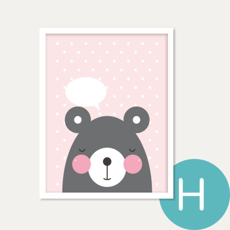 Moderne lerretsmaleri med tegneserie-dyr – veggkunst på lerret