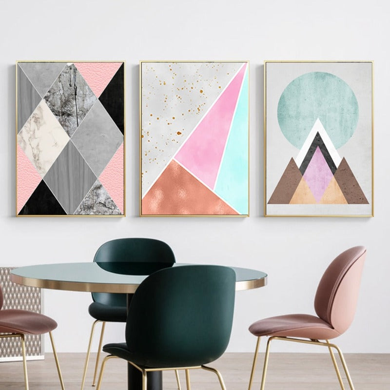 Abstract Geometric Wall Art Prints Vintage Poster - Canvas Wall Art Painting | Skanto
