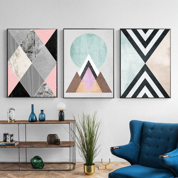 Abstract Geometric Wall Art Prints Vintage Poster - Canvas Wall Art Painting | Skanto