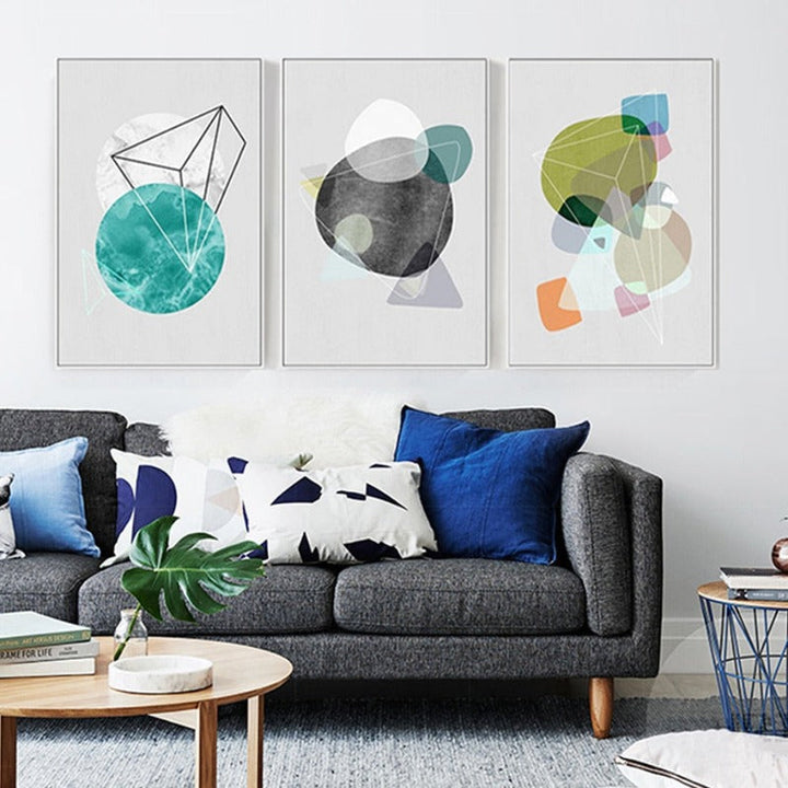 Geometrisk Nordisk - Lerret Veggkunst Maleri