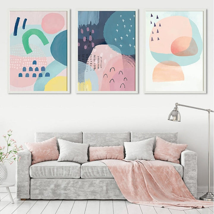 Abstract Akvarell Multi Pink Prinsesse - Lerret Veggkunst Maleri | Skanto
