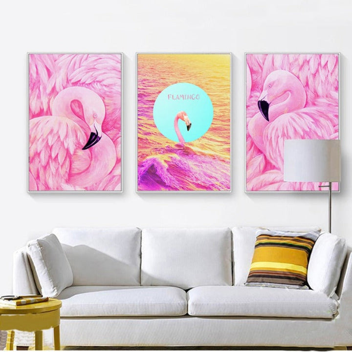Pink Flamingo - Lærret Veggkunst Maling